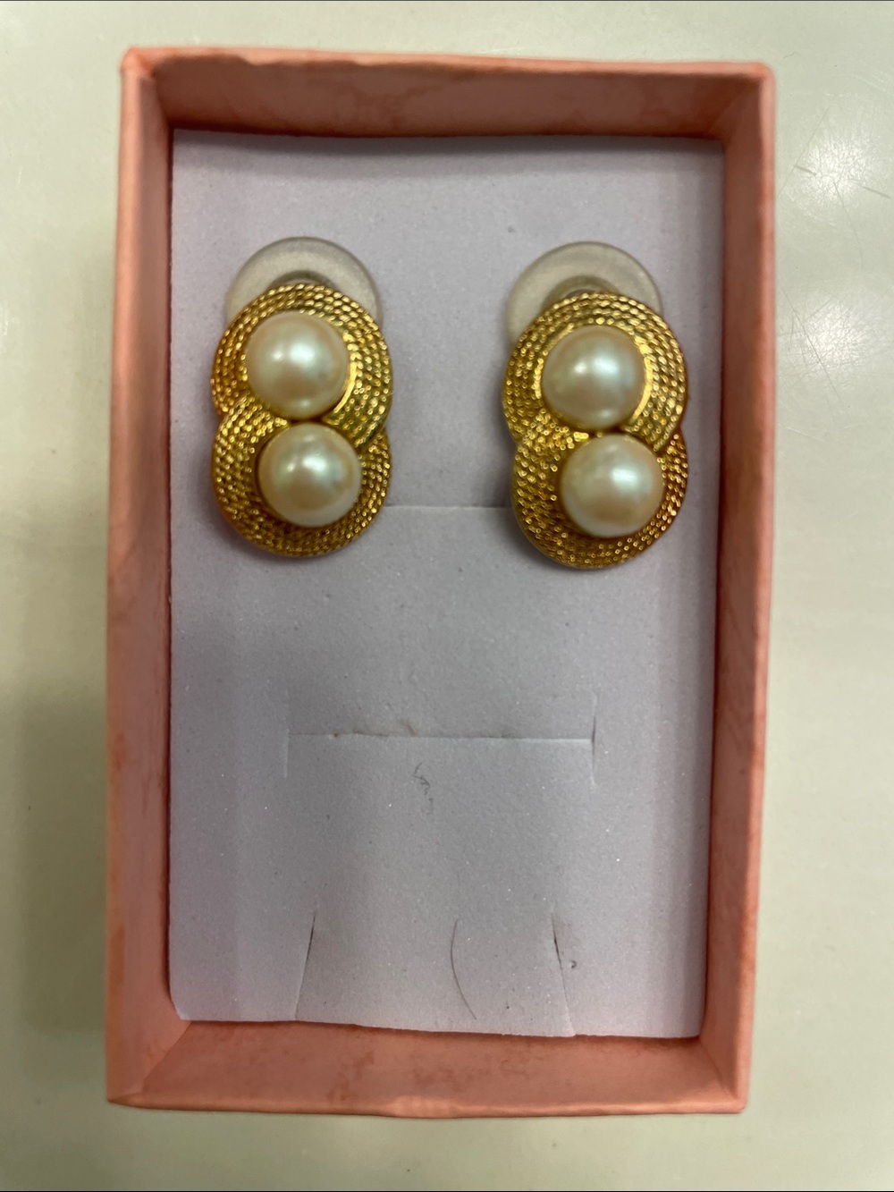 Vintage Gold Pearl Earrings